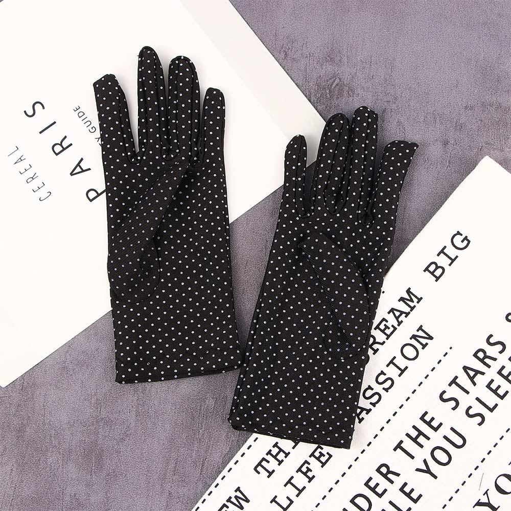 1Pair Etiquette Spring Anti-UV Elastic Spandex Dots Gloves Driving Gloves Women Gloves Sunscreen