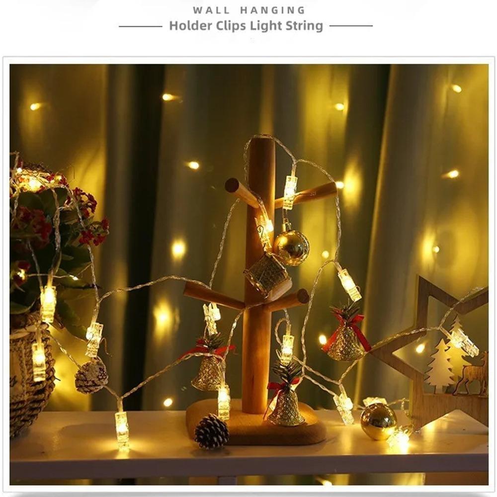 10 LED Photo Clips String Lights Hanging Cards Holder Holiday Lamp Gifts Decorative Light