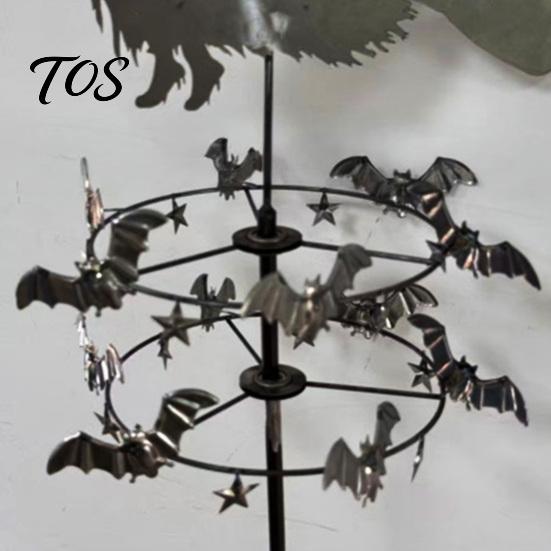 Spooky Patio Ornament Garden Witch Wind Spinner, Halloween Yard Art Metal Outdoor Fall Decorations Stake, Flying Spinner for Lawn Pathway Decoration