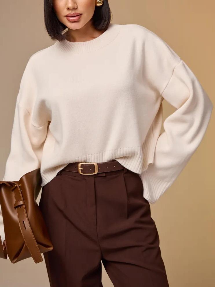 Knitted sweater, top, high-end short pullover, loose and lazy women's clothing
