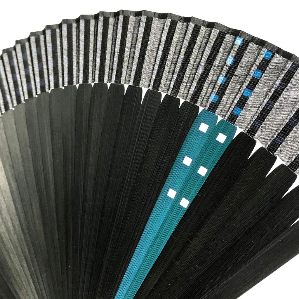 Fan L Fan Fan Bag 6052 Blue [Hana Kanzashi] Men's Set, Black, Blue, Cubic, Large, 22cm, Size, Luxury, Men's, Holder, Included,