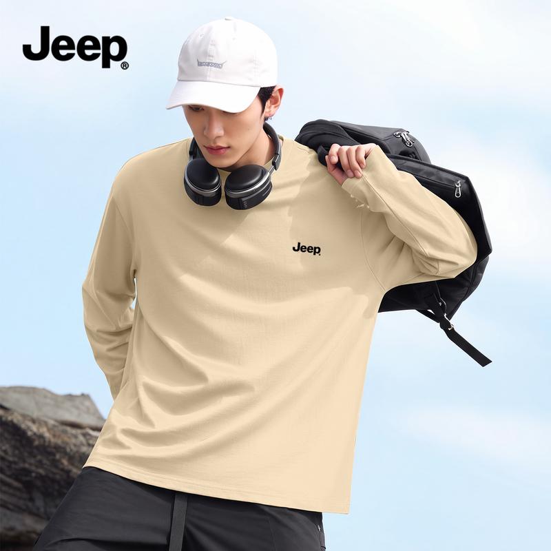 Jeep Мужская футболка с длинным рукавом из чистого хлопка