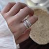 Многослойное кольцо из стерлингового серебра с неровными крестообразными линиями - Женское украшение в корейском Ins-стиле