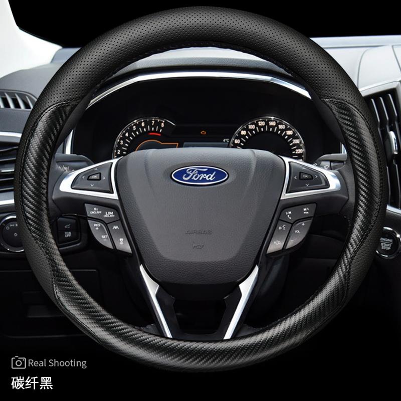 TQ012Leather Car Steering Wheel Cover for Ford Territory Maverick Everest Sport Mustang Focus Kuga Explorer ST Line Ranger 2025 2026