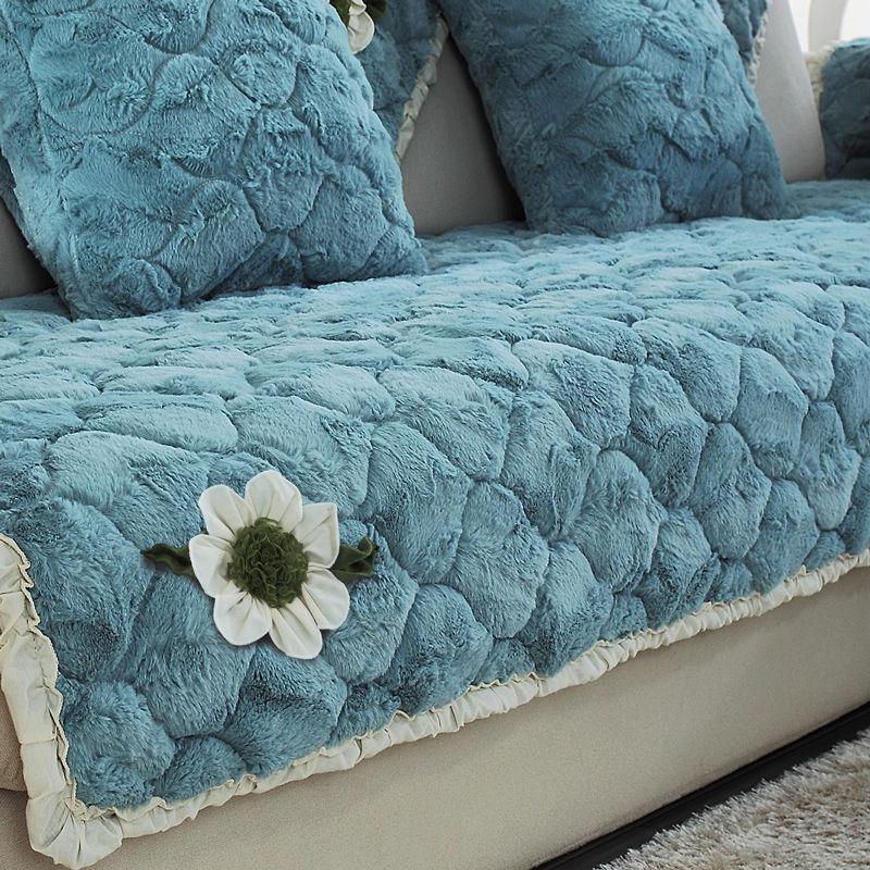 Утолщенный плюшевый коврик для дивана, зимний теплый и нескользящий диван-полотенце, минималистичный современный пылезащитный чехол для дивана «все включено»