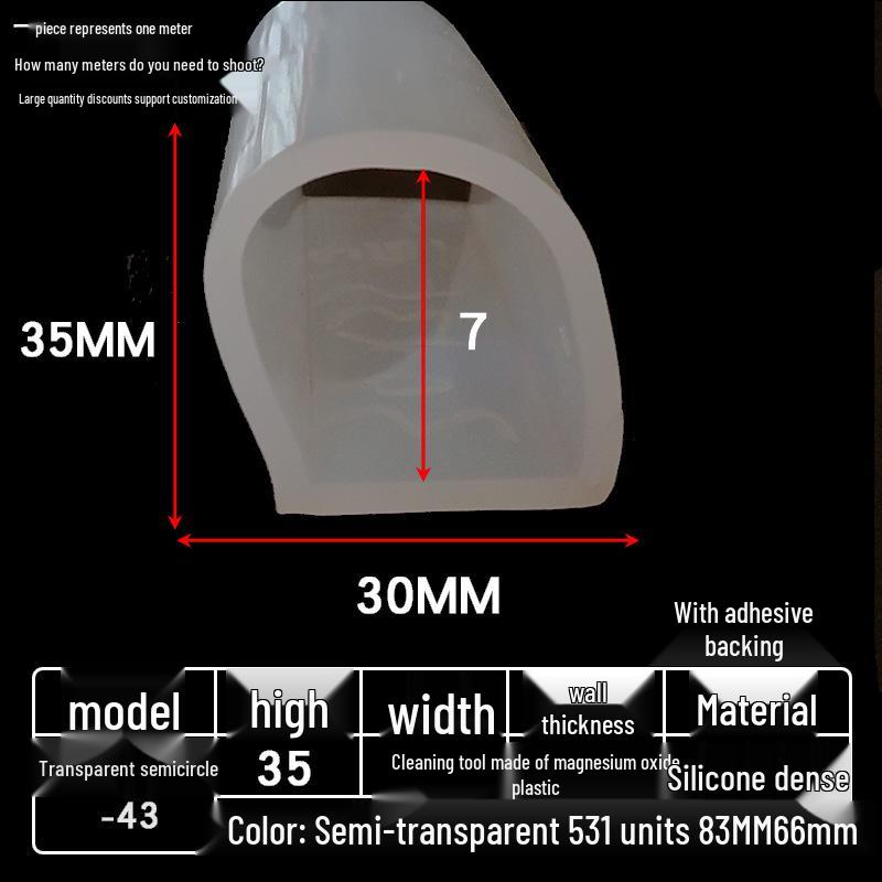 D-образный высокотемпературный силиконовый уплотнитель, полукруглая полая полоса, самоклеящийся цельный, без запаха, прозрачный.