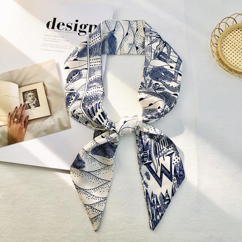 Длинный шарф с принтом из 26 букв, узкая лента, повязка на голову, шейные платки, повязка на сумку с ручкой, бандана, резинка для волос, шейный платок, шелковые маленькие шарфы