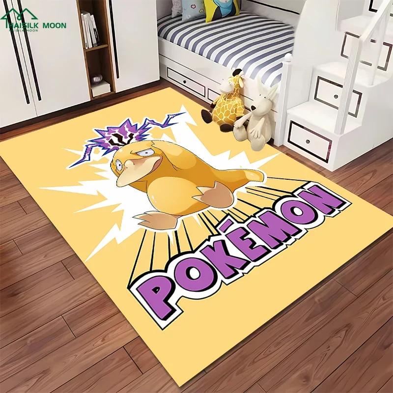 Japanese P0kem0n Theme Psyduck Printed Carpet Rugs for Living Room Bedroom Dining Office Sofa Non-Slip Large Decor Mat Potdemiel