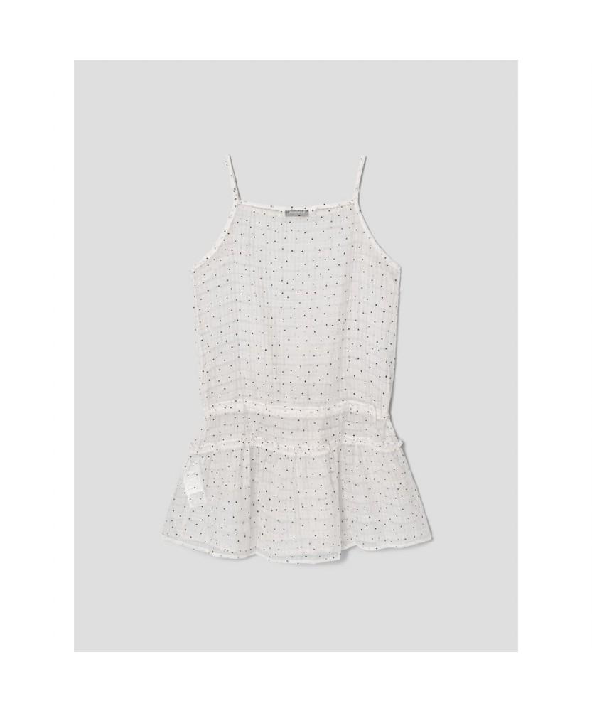 8SECONDS Sheer Dot Mini Dress - Ivory