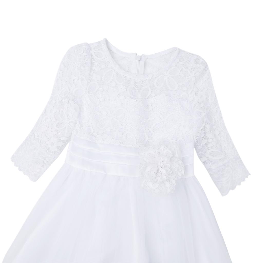 Girl Floral Lace Flower Dress Half Sleeved First Communion Wedding Bridesmaid Party Prom Gown