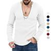Men's V-Neck Ribbed Long Sleeve Knit Sweater, Slim Fit Casual Pullover, Multiple Color Options
