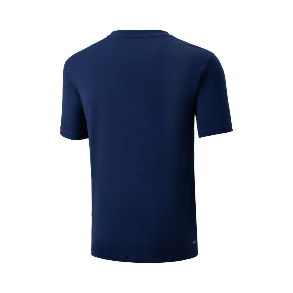 Li Ning Бадминтон Серия Логотип Буква Дышащая Универсальная Футболка с Коротким Рукавом Унисекс Топы Темно-Фиолетовый Синий AHSV055-3