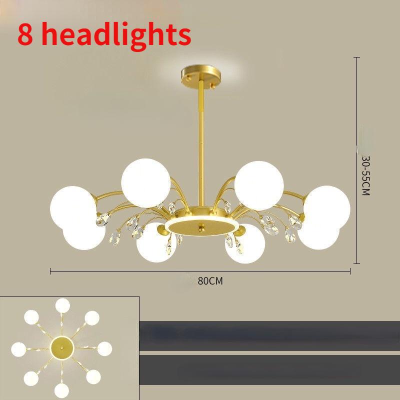 Nordic LED Chandeliers Indoor Glass Living Room Dining Bedroom Lighting Modern Hanging Ceiling Copper Lamp