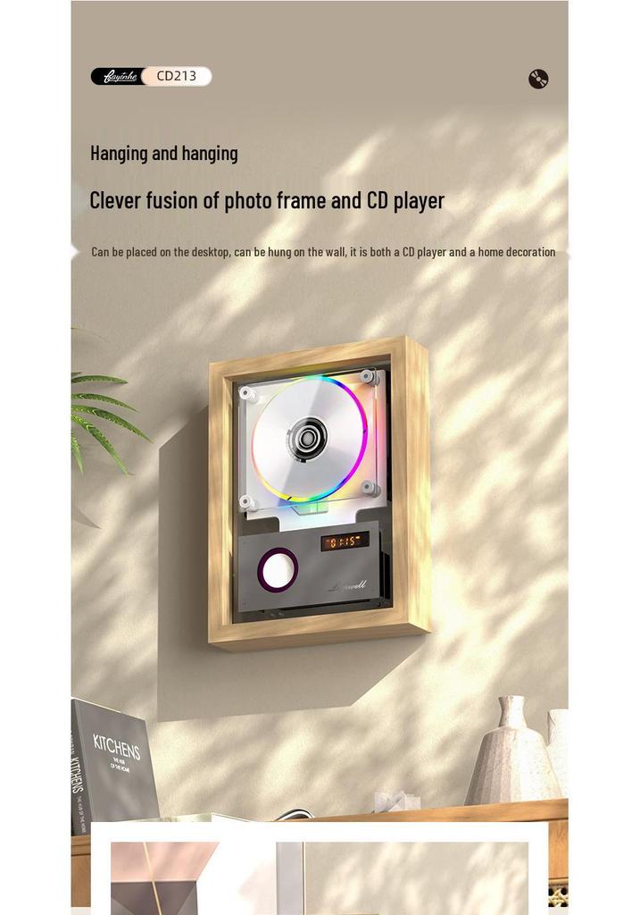 Прозрачный акриловый настенный Bluetooth CD-плеер с фоторамкой и магнитным креплением