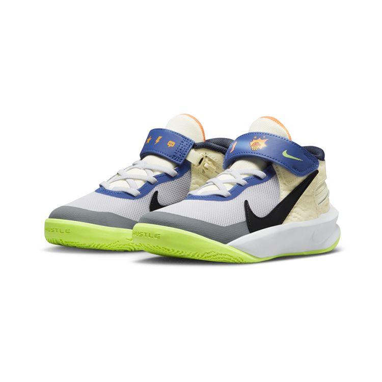 Nike Team Hustle D 10 FlyEase PS Белые разноцветные детские кроссовки Laser-Orange Black FB1881-101