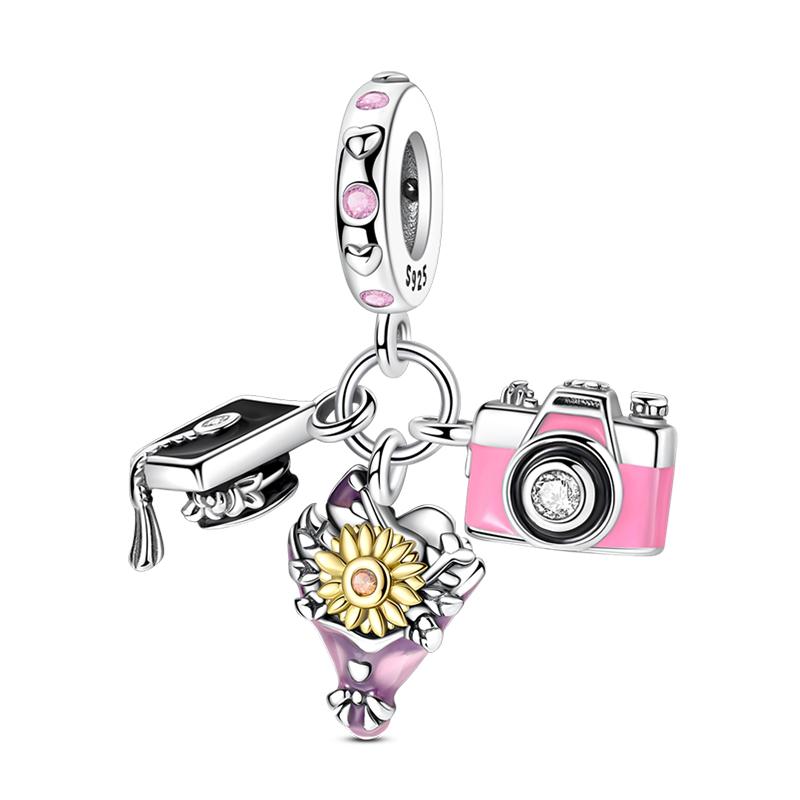 Copper Color Graduation Certificate Bachelor'S Hat Graduation Series Charms Beads Fit Pan Original Bracelets Diy Jewelry