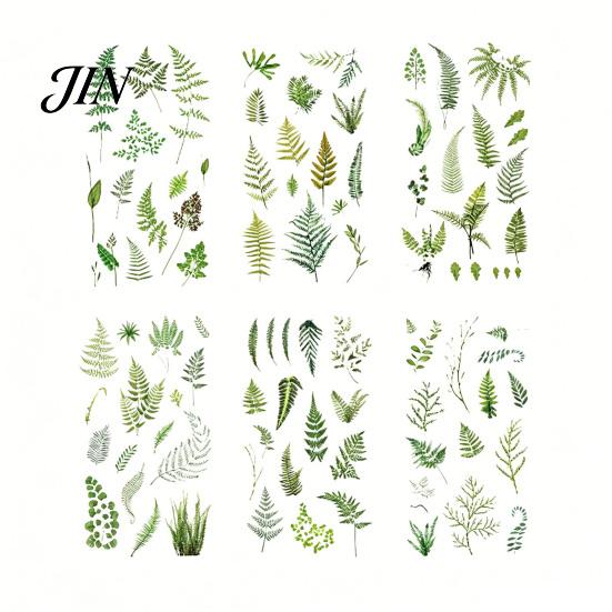 Nature Themed Stickers 6 Sheets/Set Natural Flower Scrapbook Stickers, Waterproof PVC Floral Plants Decals, Botanical Art Transparent Decorative