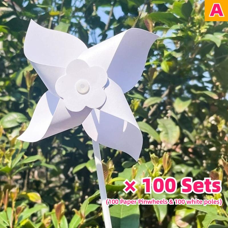 100 шт. Летнее Мероприятие DIY Бумажные Вертушки Наборы для Поделок Заготовки Белые Маленькие Ветряные Мельницы Наборы Оптом Вечеринка Рисования Детская Игрушка Сборка Ручной