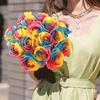 10 Pcs Silk Flowers Rainbow Fake Roses 50cm Artificial Flowers Fake Artificial Roses with Stems for Home Wedding Hotel Office Centerpiece Decor