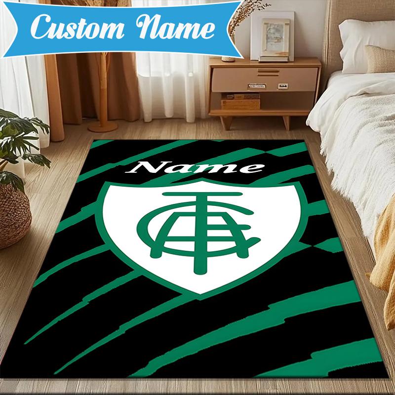 Custom Name Green Shield America Design Rug Game Carpet, Floor Mat for Bedroom Living Room Entryway Rug, Home Decor Idea Gift for Christmas birthday