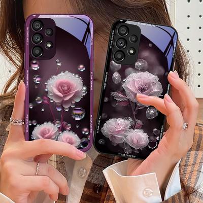 Чехол из закаленного стекла с рисунком «Капля росы» белого цвета для Samsung Galaxy S10 4G S20 11E 30 S21 21Fe 22 S24 Pro S23 Ultra 5G S8 S9