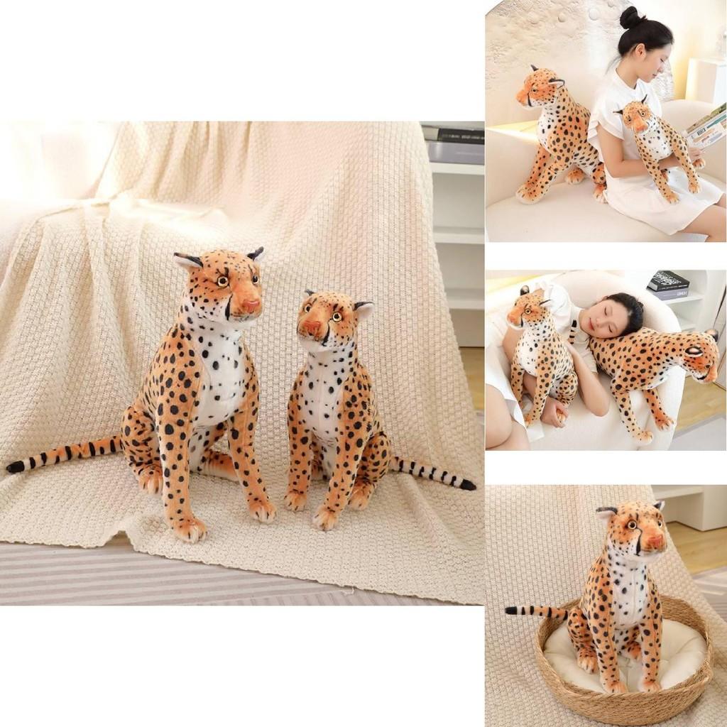 Realistic Leopard Plush Toy Soft Stuffed Cheetah Doll For Kids And Collectors