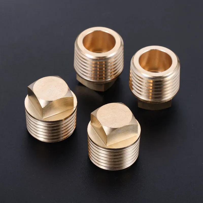 4Pcs 1/2" NPT Thread Garboard Boat Drain Plugs Brass Cored Male Plug Pipe Tube Fittings with Square Head for Fuel LP Natural Gas
