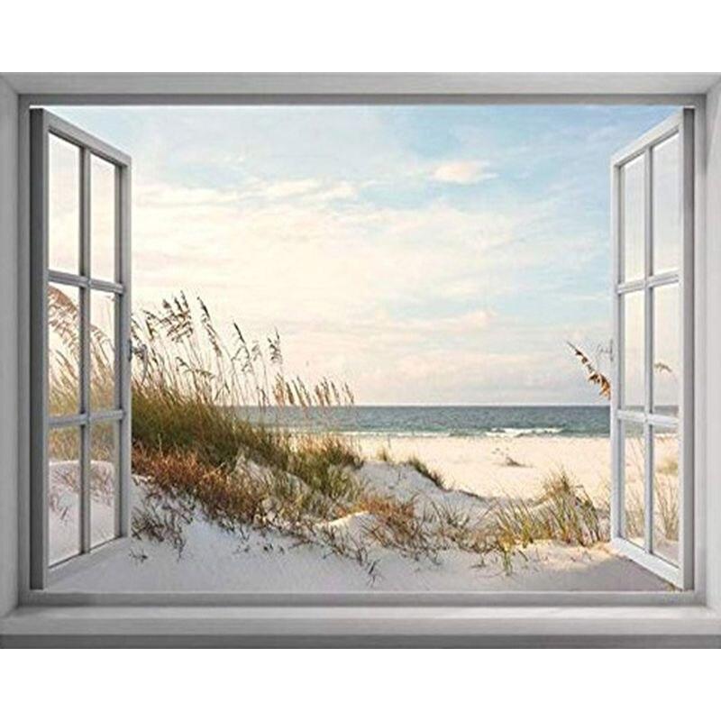 5D полная дрель круглая алмазная живопись окно морской пейзаж вышивка распродажа мозаика со стразами настенное искусство 40x50 см