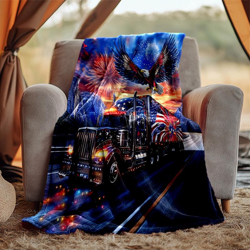 Eagle Flannel Blanket Soft Warm All-Season Throw, Design for Camping, Car Travel, Hiking Sofa, Bed, Office Perfect Gift for Parties