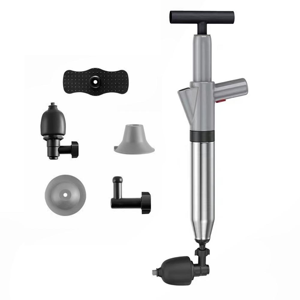 Air Power Drain Blaster Tools Stainless Steel Clog Remover Universal High-pressure Accessories for Bathroom Shower Bathtub
