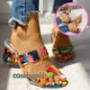 Sandals Women Square Heels Summer Sandals Peep Toe Ladies Slippers Multi Colors Rhinestones Wedge Shoes Sandalias Large Size 41