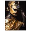 Gold Necklace African Woman Canvas Painting Figure Art Posters and Prints Black Women Wall Art Pictures for Living Room Decor
