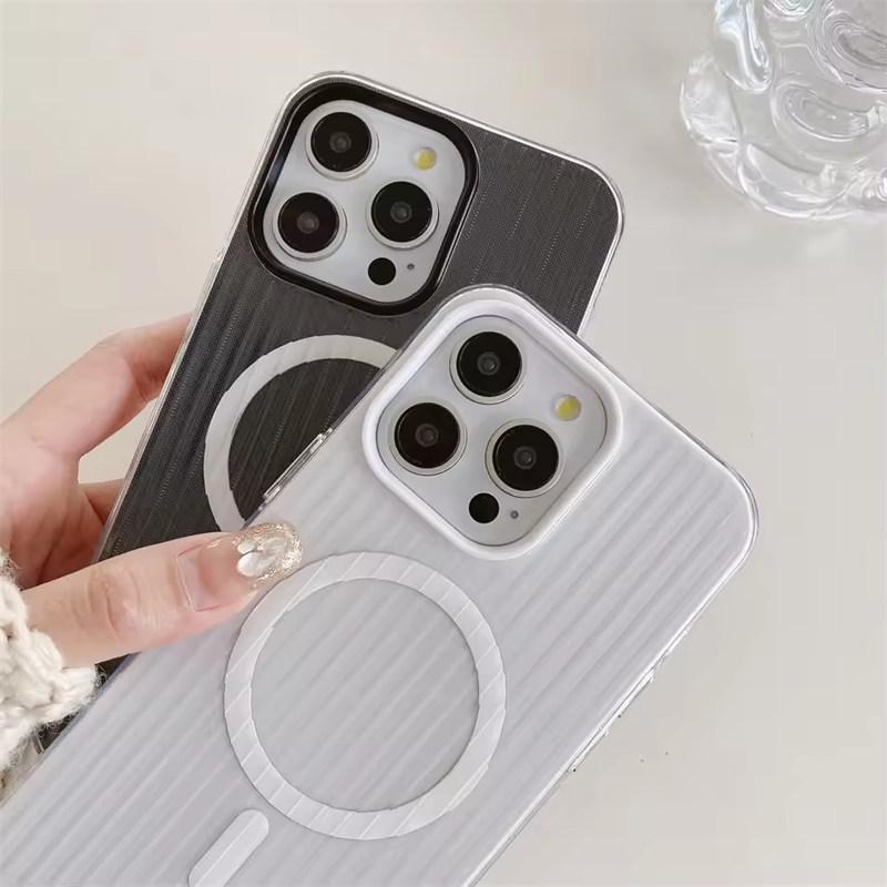 3D ультратонкий чехол для магнитной беспроводной зарядки Coque для iPhone 11 12 13 14 15 16 Pro Max защитная задняя крышка