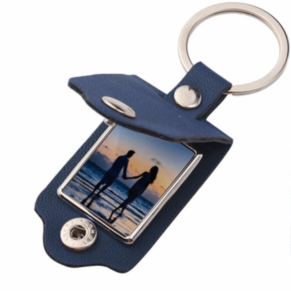 PU Leather Photo Frame Metal Metal Key Chains Fashion Photo Keyring Gift