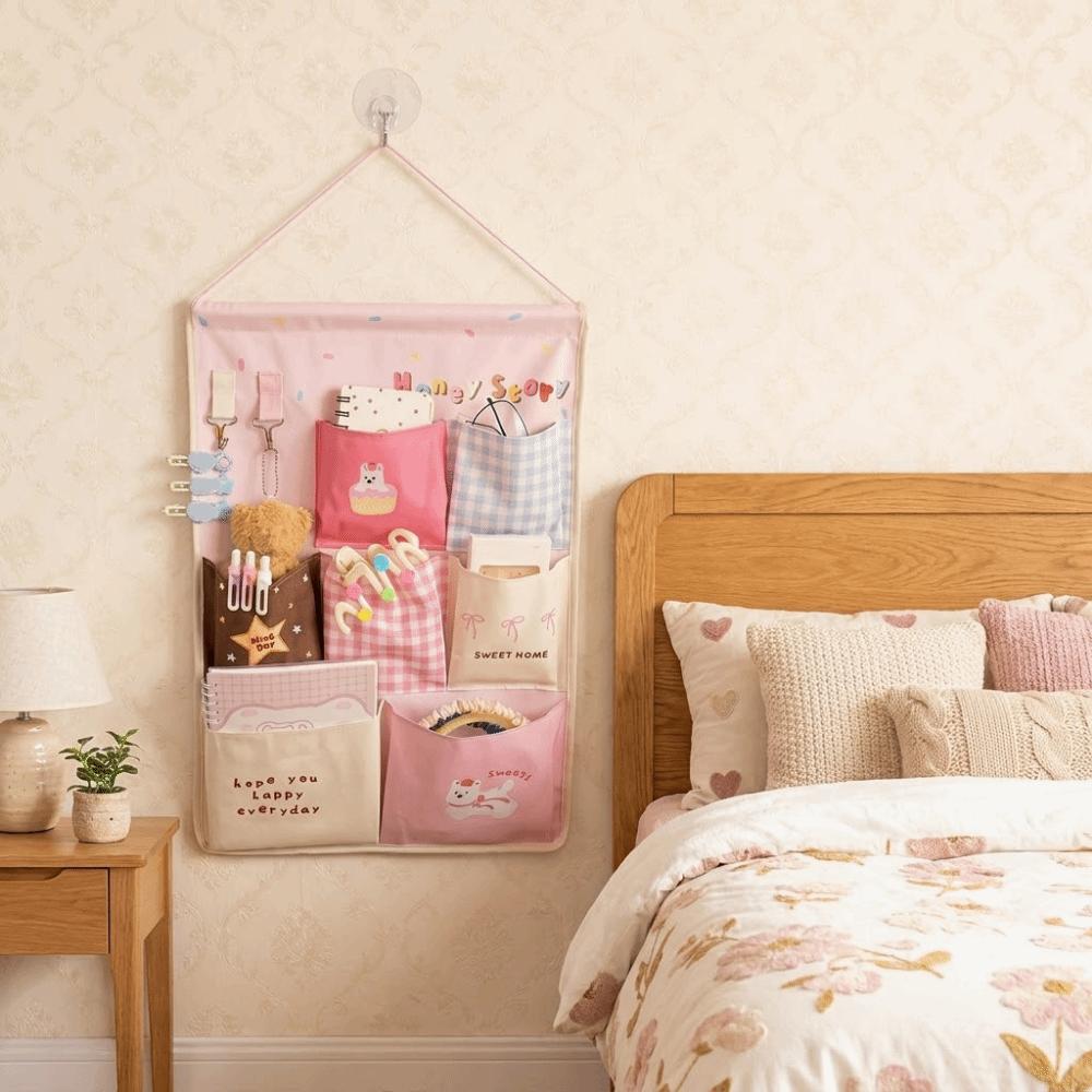Cotton Linen Wall Hanging Storage Bag 4/7 Pockets Socks Storage Bags Closet Storage Bag Dormitory