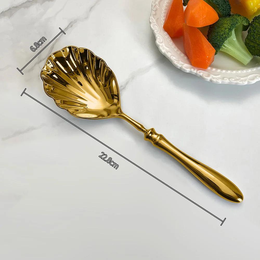 304 Stainless Steel Shell Spoon - Heavy Duty Soup & Bibimbap Utensil, Elegant Dessert Gift