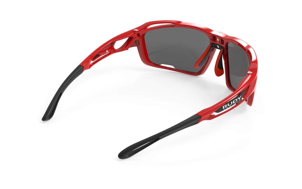 Rudy Project SINTRYX Sports Sunglasses for Road and Fire Red Gloss Frame with Smoke Black Lenses and Clear Bikes, Cycling, Marathons, Jogging,