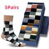 5 пар/упаковка мужские носки цветные сетчатые носки повседневные деловые высококачественные носки из чесаного хлопка модные мужские носки для джентльменов