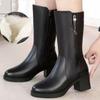 Зимние кожаные женские зимние сапоги из толстой шерсти теплые женские сапоги на высоком каблуке высококачественные женские зимние сапоги женская обувь