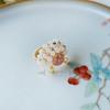 Natural strawberry crystal with natural tourmaline gold silk jade