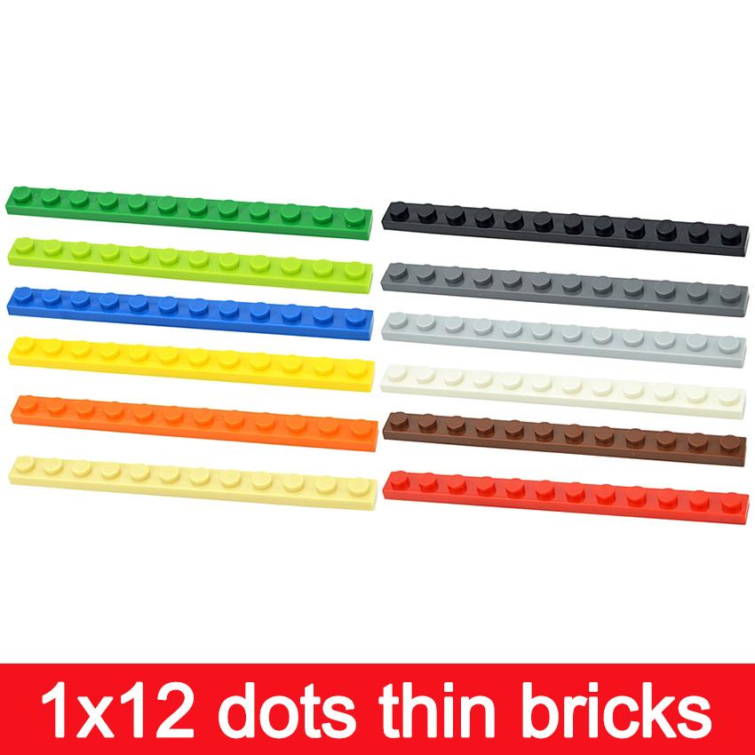 20Pcs MOC Thin Bricks 60479 Plate 1x12 Dots Model Building Blocks Bulk Colorful Parts DIY Educational Technical Classic Kid Toy