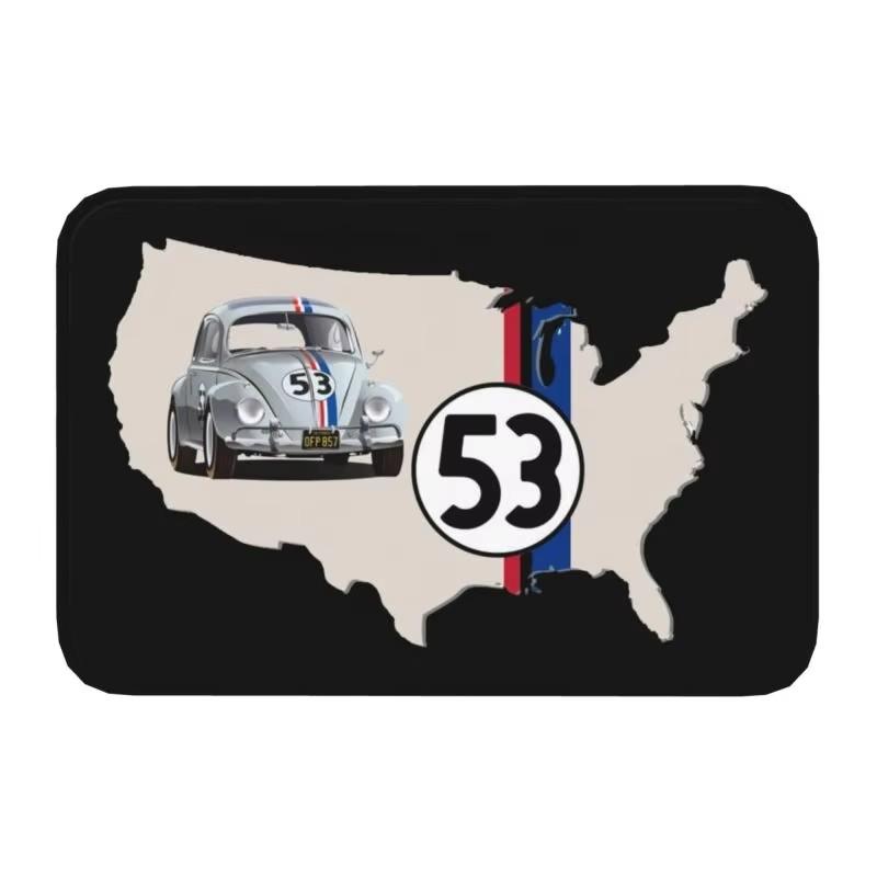 Classic Racing Car Herbie 53 Doormat Anti-Slip Entrance Kitchen Bathroom Door Floor Mats Garden Rug Carpet Footpad