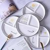 Ceramic 8 Inch One-person Food Household Breakfast Tableware Children Weight Loss Quantitative Three-divided Dinner Plate