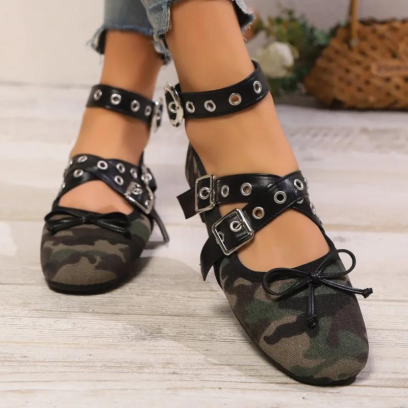 Fashion Luxury Designer Leopard Ballet Flats Women Fashion Metal Buckle Wide Strap Women Shoes Low Heel Mary Jane Shoe Zapatos De Mujer