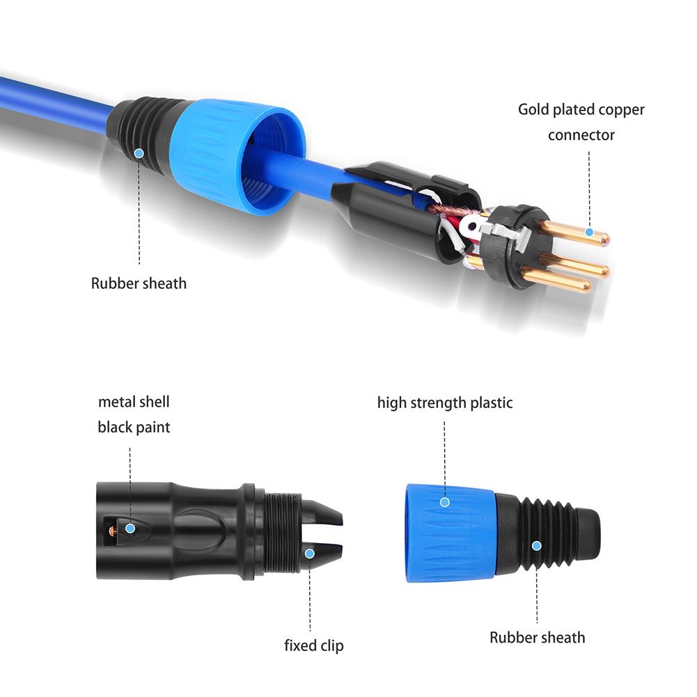3/5 м XLR Кабель для динамика Позолоченный 3-контактный Папа к Маме Балансная линия XLR Аудиокабель для микрофона микшера студии звукозаписи