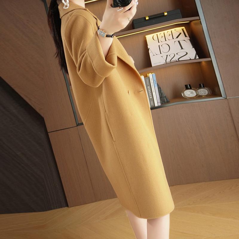 Женское пальто из 100% шерсти TIDENOVEL Осеннее шерстяное длинное пальто Ручной работы Пальто-бушлат Зимняя теплая шерстяная длинная куртка Пальто