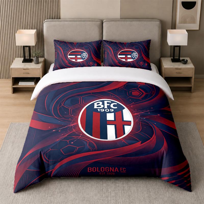 3Pcs Bedding SetBologna FC Soft Bed Sheet and Two Pillowcases Home Bedroom Decor
