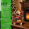 Festival Atmosphere Decor Christmas Wooden Table Sign, 2D Flat Santa Claus/Snowman Reading Desktop Ornament Xmas Home with Stand, Holiday Tabletop