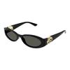 Logo Hollow-out Acetate Plastic Oval Sunglasses Women's In Black