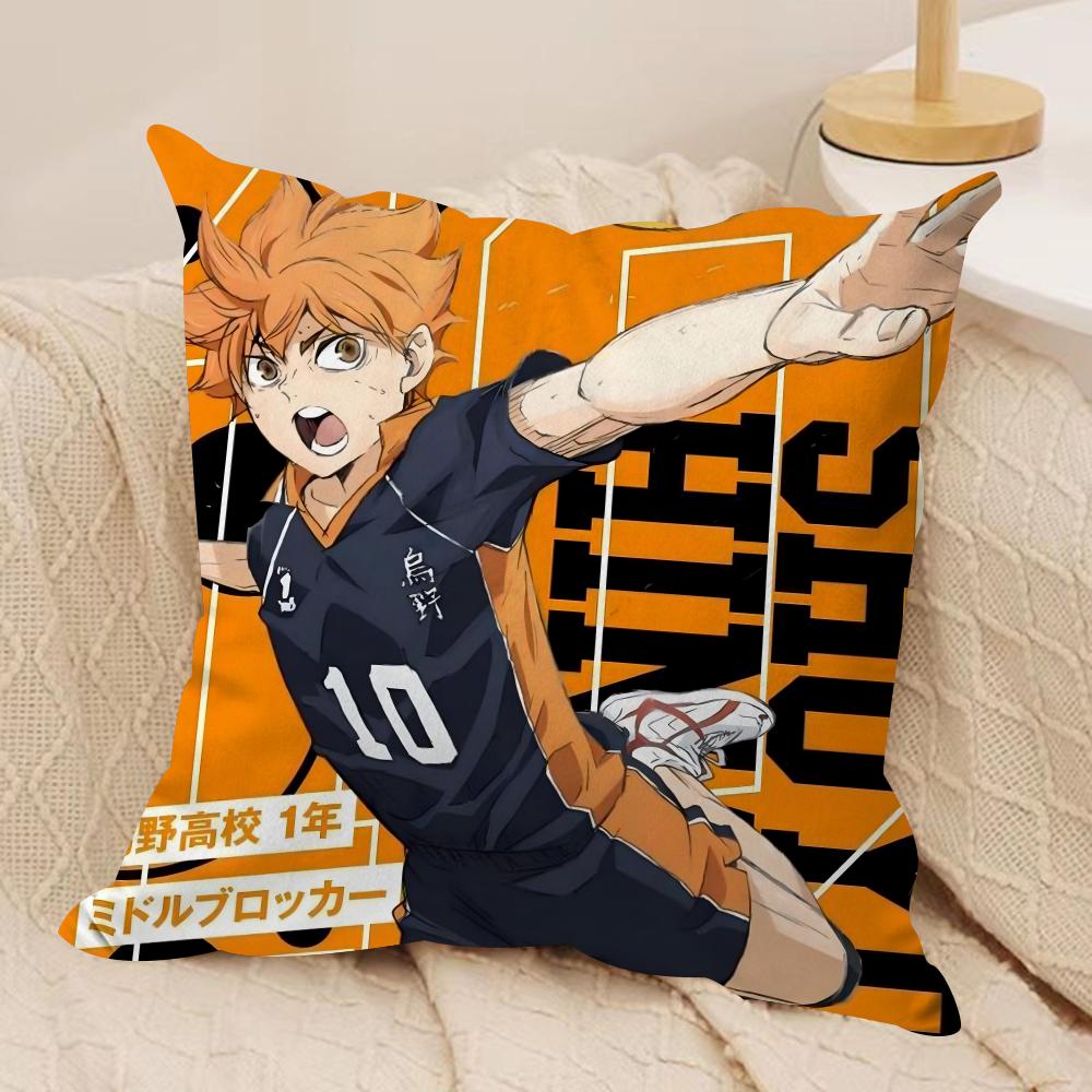 Anime HHaikyuu Cushion Cover Soft Plush Fabric DoubleSided Printed Sofa Cushion Cover for All Seasons Home Decor Gift